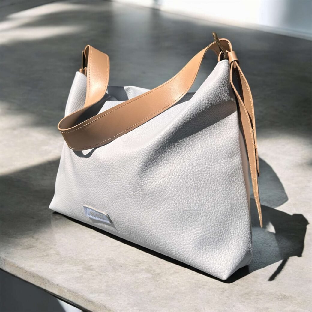 Blue Beige Belted Bag - Image 3